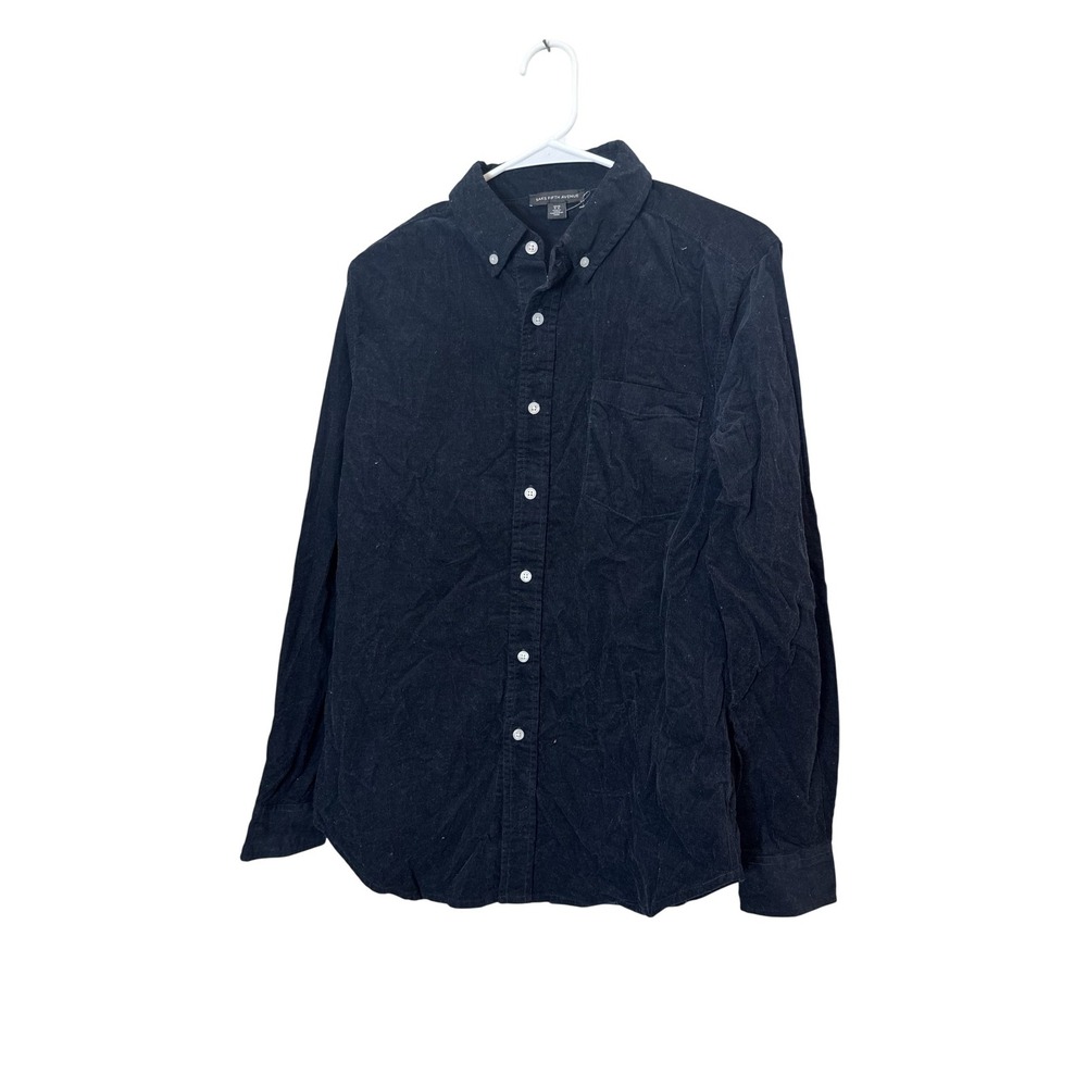 Saks Fifth Avenue Shirt Mens Medium Blue Corduroy Long Sleeve Button Down Casual